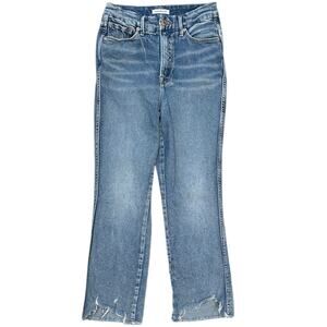 Good American Good Curve Straight Fray Hem Jeans
